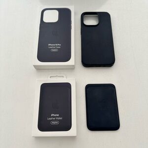 Apple SET iPhone 14 Pro Leather Case + Wallet MagSafe INK